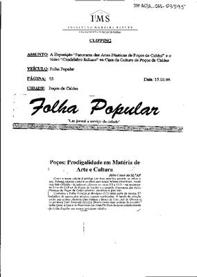 Poços: Prodigalidade em Matéria de Arte e Cultura