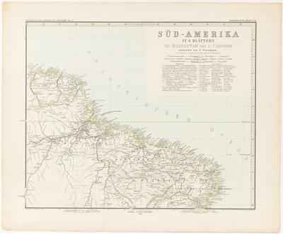 Süd-Amerika in 6 Blättern im Maassstab von 1:7.500.000 entworfen von A. Petermann, bearbeitet von H. Habenicht und O. Koffmahn