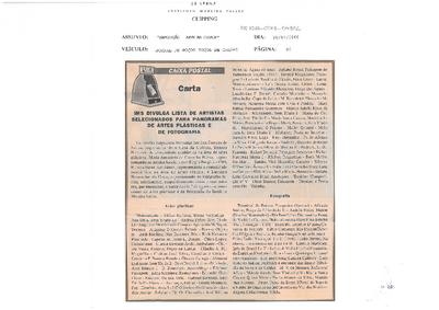 Caixa Postal: IMS divulga lista de artistas selecionados para panoramas de; artes plásticas e de fotografia