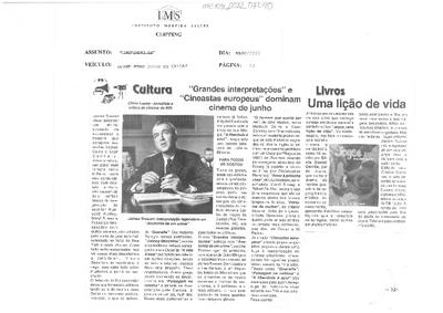 Cultura: "Grandes interpretações" e "Cineastas europeus" dominam o cine-;ma de junho