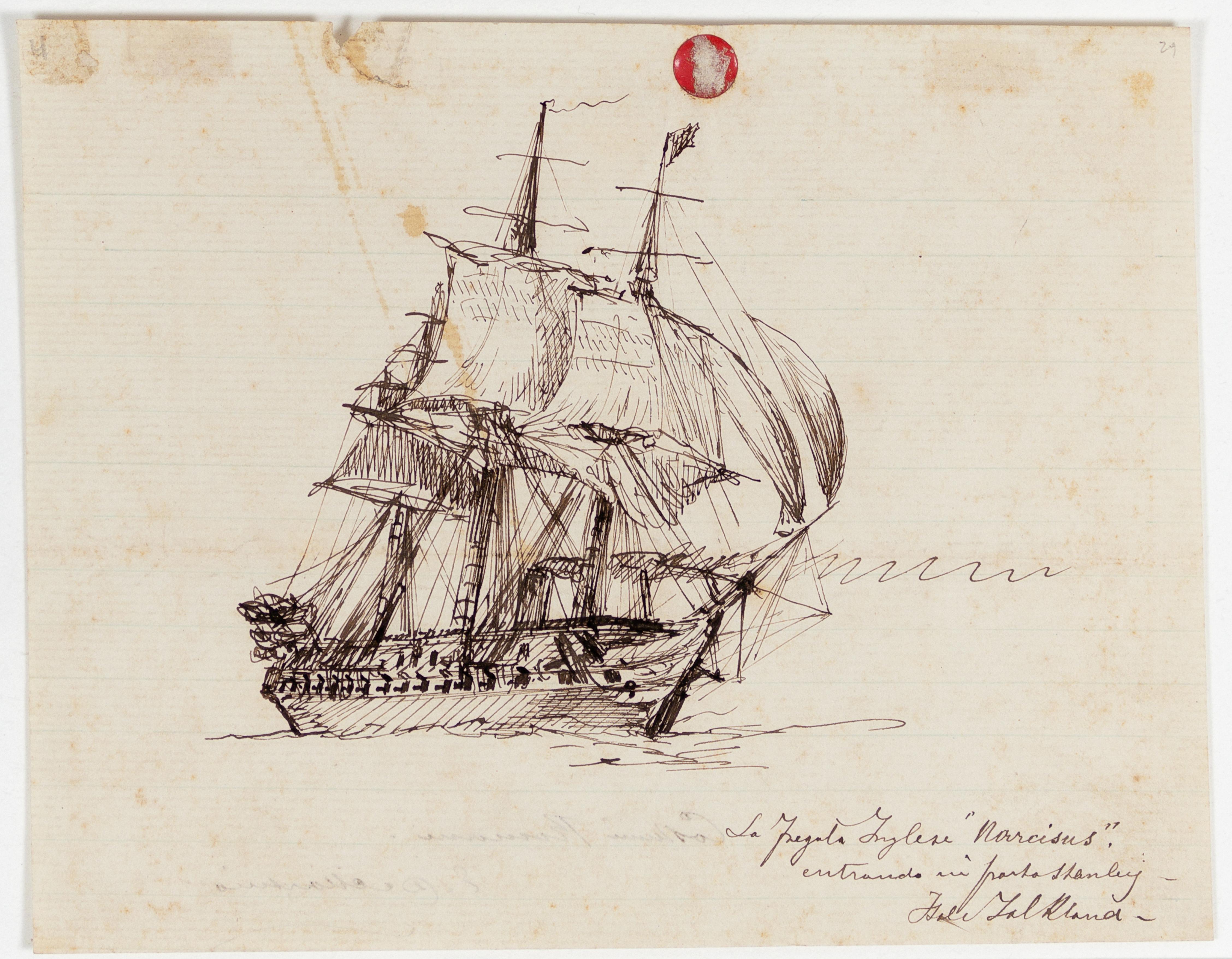 La Fregata Inglese "Narcisus", entrando in Porto Stanley - Isle Falkland