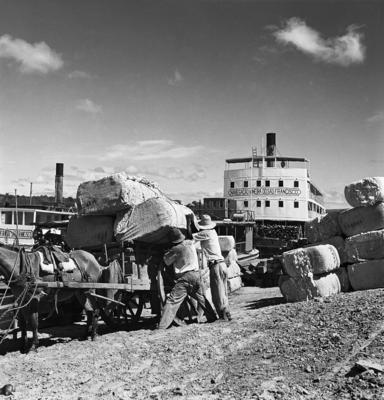 Trabalhadores descarregando barco
