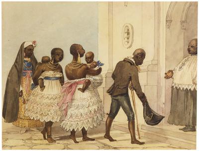 [Christening of Negro Woman and Children (Négresses allant à l'église, pour être baptisées)]
