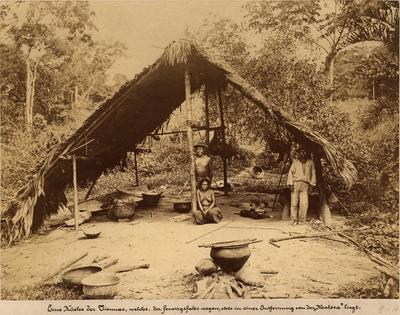 Cacique Ticuna e sua filha - "Cozinha da maloca" (título original traduzido)