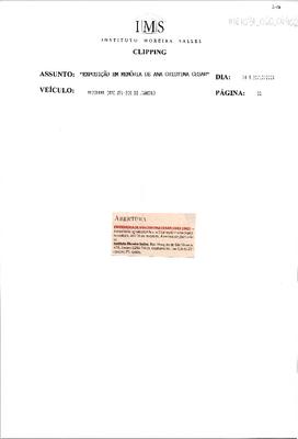 Abertura: Em memória de Ana Cristina Cesar (1952-1983)