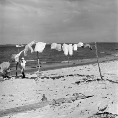 Santarém, lavadeira com varal na praia