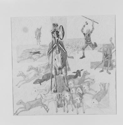 Série Dom Quixote de Cândido Portinari - Dom Quixote atacando as ovelhas