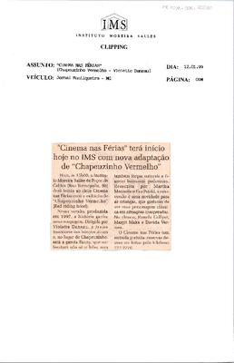 "Cinema nas Férias" terá início hoje no IMS com nova adaptação de "Chapeuzinho; Vermelho"