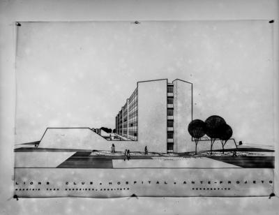 Desenho do arquiteto Maurício Tuck Schneider para o Hospital Lions Club - anteprojeto