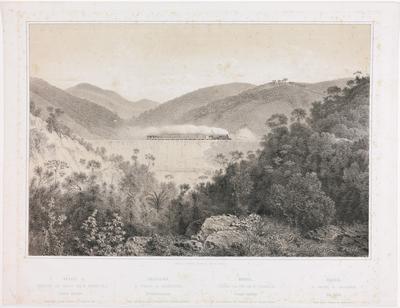 Brasil. Estrada de Ferro de D. Pedro II. Aterro grande. Perto do Tunnel Grande ao Lado do Sul. Brasilien. D. Pedro II. Eisenbahn. Eisenbahndamm. Nahe dem Suedlichen Eingange des Grossen Tunnels. Bresil. Chemin de Fer de D. Pedro II. Grand remblai. Aux Approches de l'Entrée Sud du Grand Tunnel Brasil. D. Pedro II. Railroad. Big bank. Near South Portal of Big Tunnel