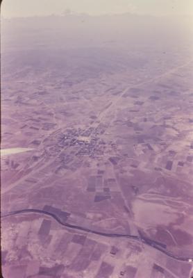 Vista aérea da janela do avião