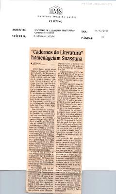 "Cadernos de Literatura" homenageiam Suassuna