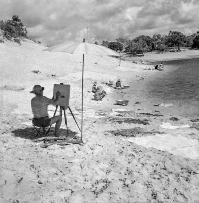 José Pancetti pintando na lagoa de Abaeté