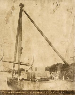 Revolta da armada - Descarga do canhão Crupp, destinado à Fortaleza de Santa