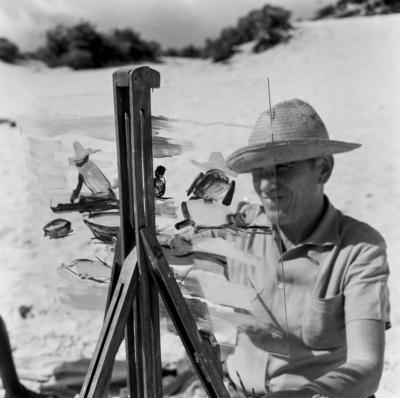 José Pancetti pintando na lagoa de Abaeté