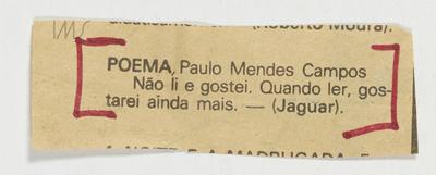 Poema, Paulo Mendes Campos...