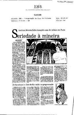 Instituto Moreira Salles inaugura Casa da Cultura em Poços: Seriedade à ;mineira