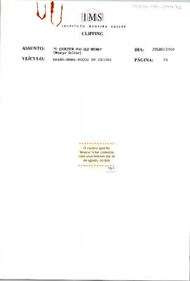 O escritor gaúcho Moacyr Scliar conversa com seus leitores dia 18 de agosto,; no IMS