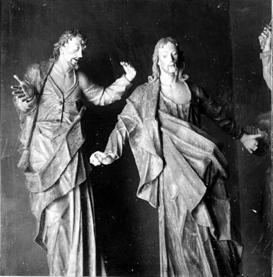 Via Crucis, Passos da Paixão, esculturas de Aleijadinho, cena do Passo da Prisão, Judas e Cristo no Passo da Prisão