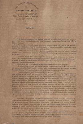 Carta acerca da construção do mausoléu de Francisco Manoel da Silva, autor do hino nacional brasileiro.