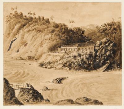 [Paisagem brasileira com casarão colonial, à beira-mar]