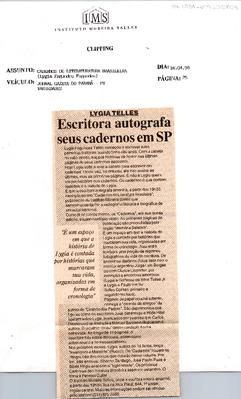 Lygia Telles: Escritora autografa seus cadernos em SP