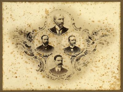 Fotomontagem de retratos de Albuquerque Lins, Olavo Egydio, Jorge Tibiriçá e Cândido Rodrigues