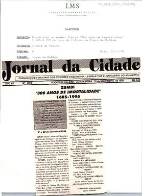 Zumbi "300 anos de Imortalidade" 1685-1995