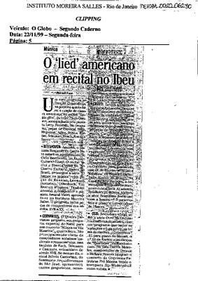 O "Lied" americano em recital no Ibeu