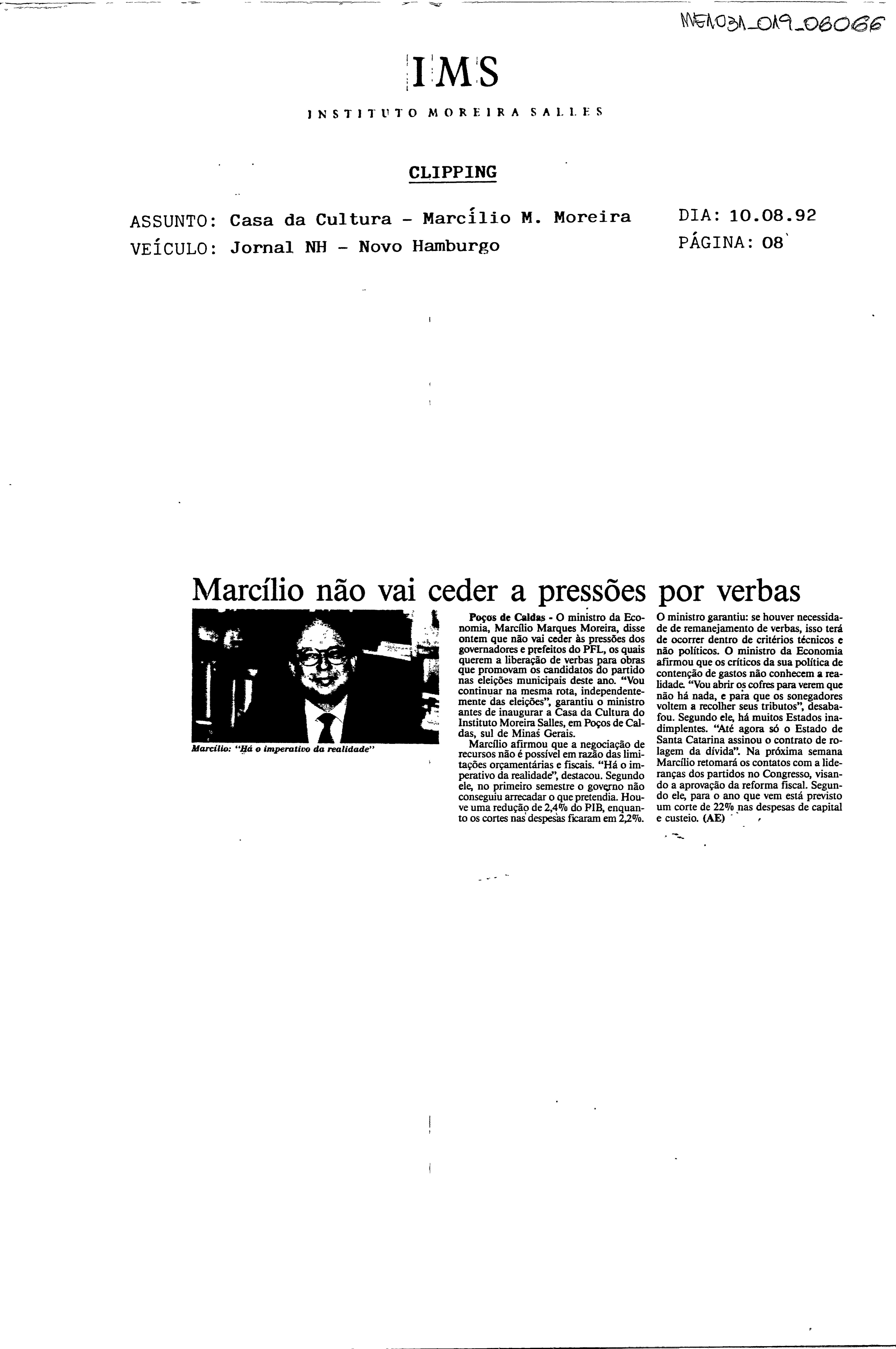 Marcílio não vai ceder a pressões por verbas