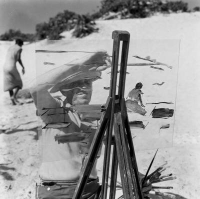 José Pancetti pintando na lagoa de Abaeté