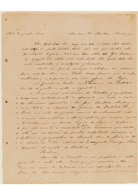 [Carta escrita por Baptista Caetano a João Barbosa Rodrigues, escrita no Rio de Janeiro em 20 de julho de 1876]