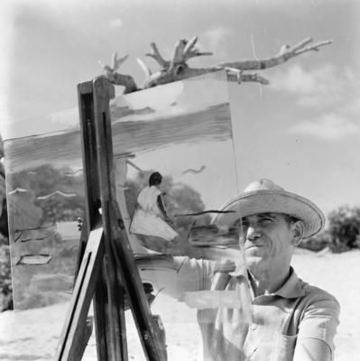 José Pancetti pintando na lagoa de Abaeté