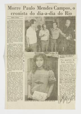 Morre Paulo Mendes Campos, o cronista do dia-a-dia do Rio