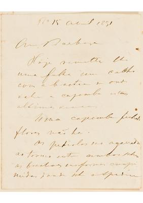 [Bilhete a João Barbosa Rodrigues, escrita do Rio de Janeiro em 15 de abril 1891]