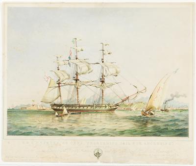 H.M.S. Maeander 44 guns, "Shortening sail for Anchoring". (Rio, June 9th 1851.)