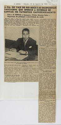 Impressões de Walther Moreira Salles sobre a negociação de ações da Companhia Vale do Rio Doce