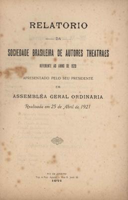 Relatório da Sociedade Brasileira de Autores Teatrais