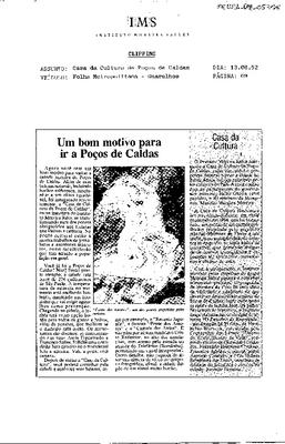 Um bom motivo para ir a Poços de Caldas