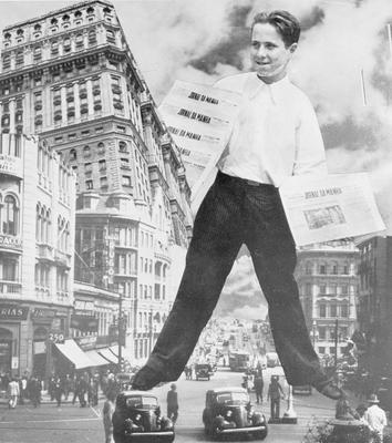 Menino jornaleiro – fotomontagem