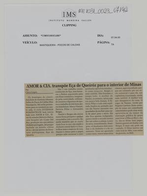 Amor e Cia. transpõe Eça de Queiróz para o interior de Minas