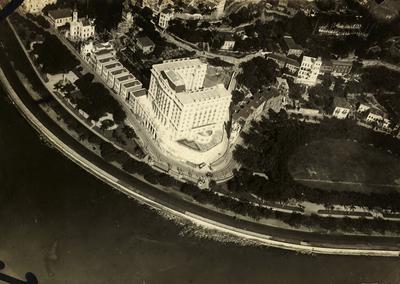 Vista aérea do bairro da Glória, em destaque, o Hotel Glória