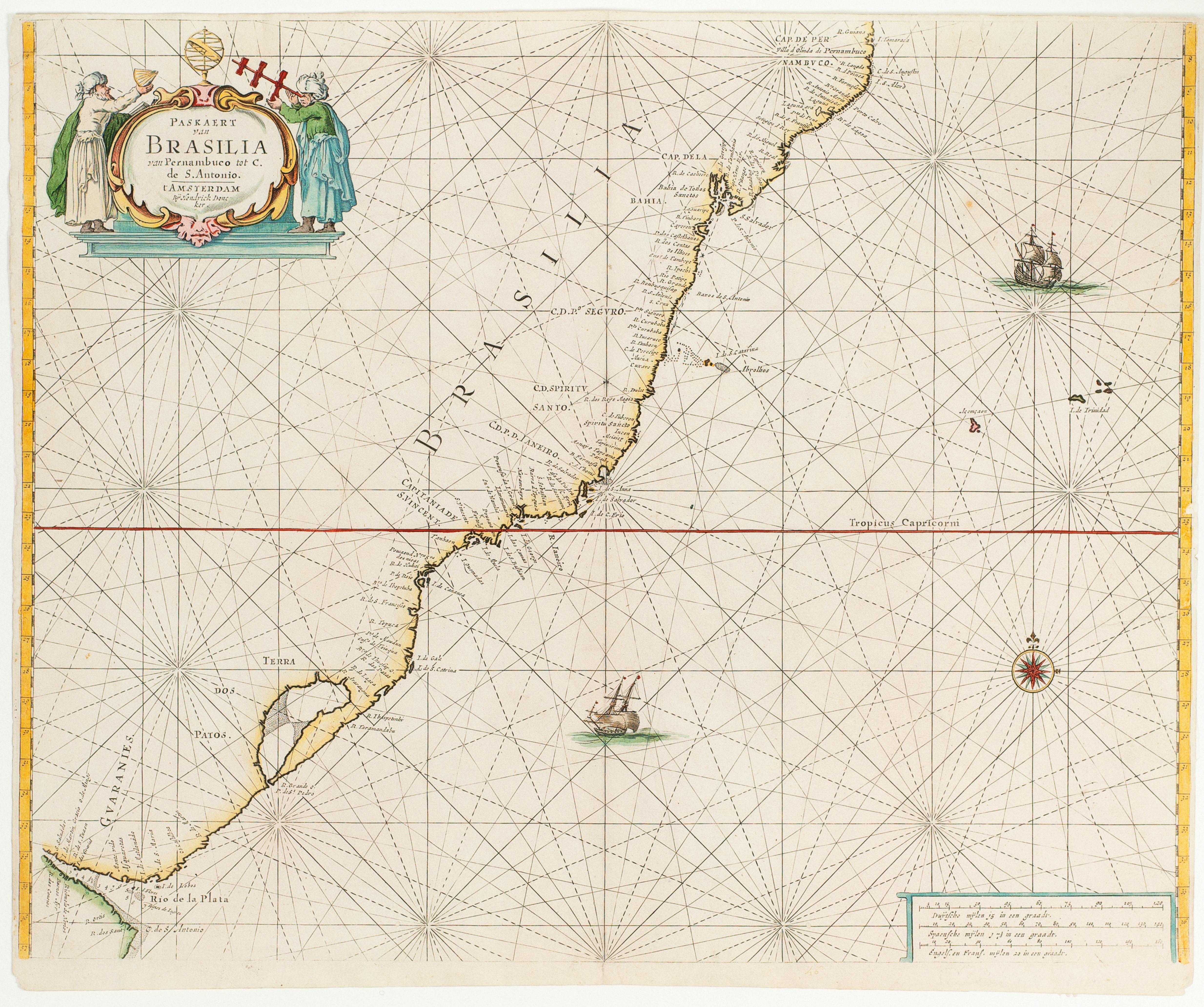 Paskaert van Brasilia van Pernambuco tot C. de S. Antonio.