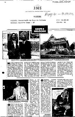 Gente e negócios: Moreira Salles e sua mulher, Lúcia: casa cultural em Po-;ços de Caldas e projeto de escola para empresários