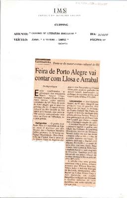 Feira de Porto Alegre vai contar com Llosa e Arrabal