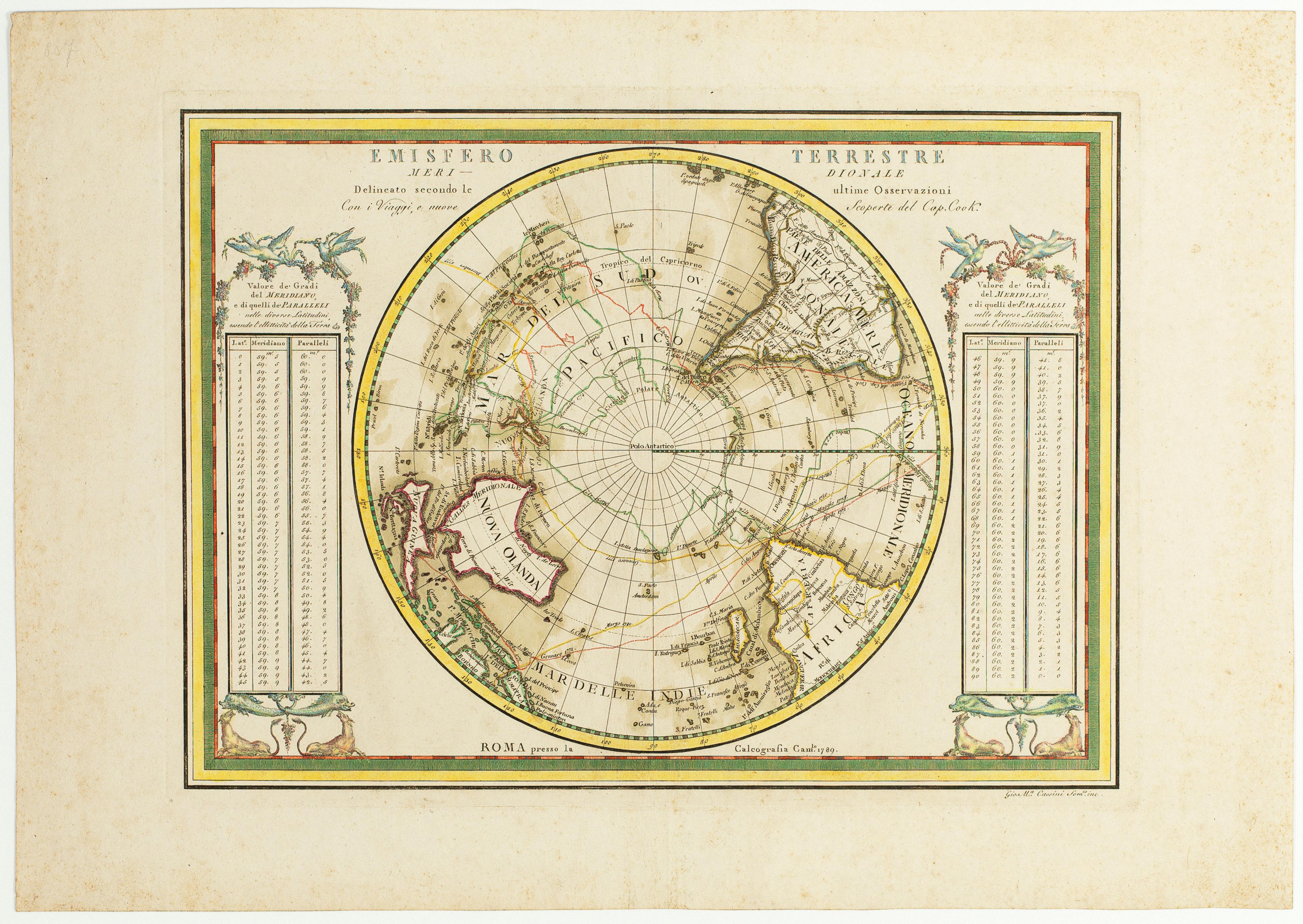 (Hemisfério terrestre meridional, delineado segundo as últimas observações das viagens, e novas descobertas do Capitão Cook)