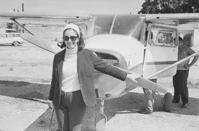 Lena Coelho Santos antes de sobrevoo em São Paulo