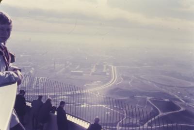 Construção do Parque Olímpico de Munique, vista da Torre Olímpica