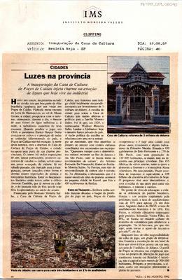 Luzes na província: A inauguração da Casa da Cultura de Poços de Caldas ;injeta charme na estação de águas que hoje vive da insdústria