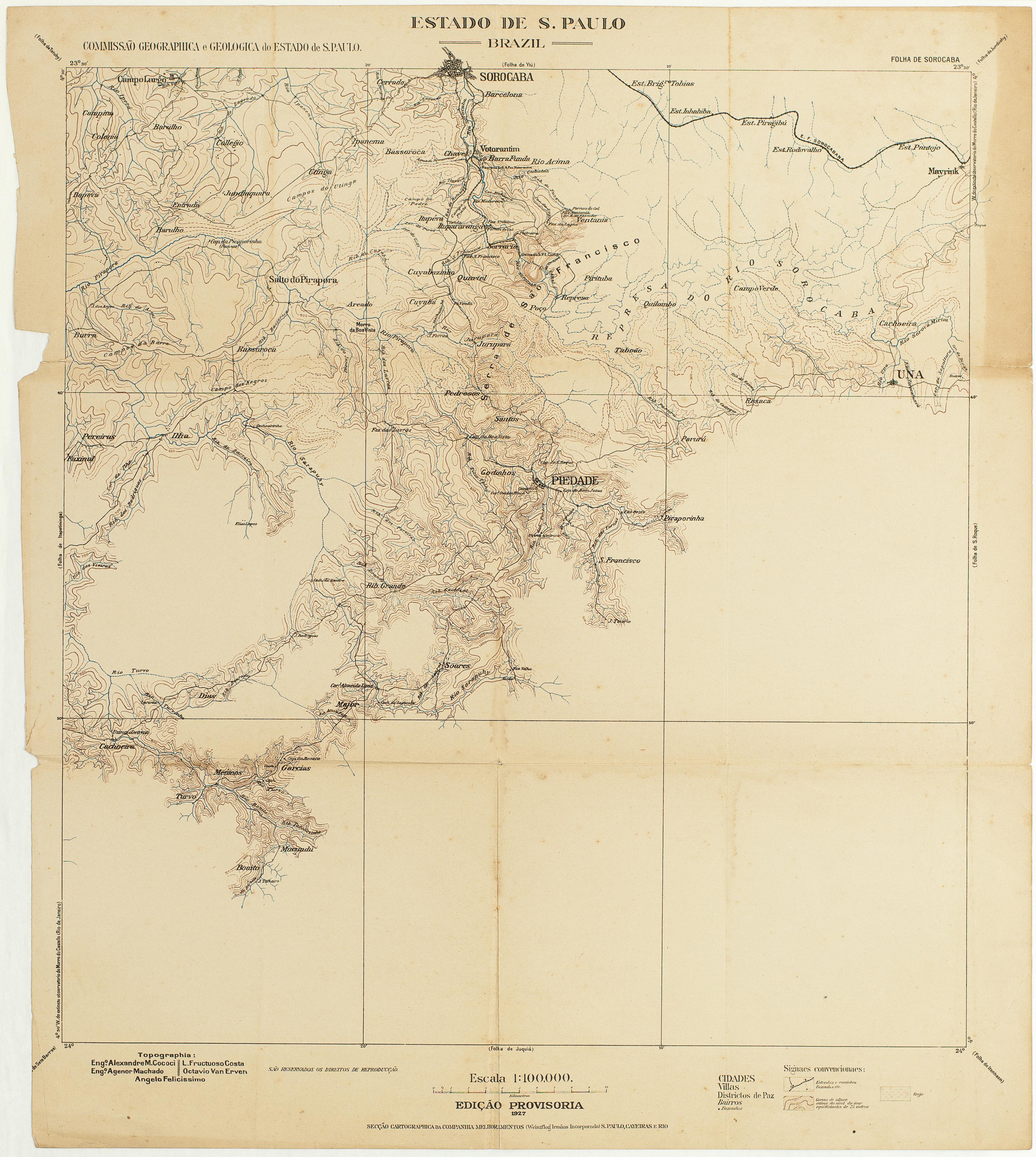 Estado de S. Paulo - Brazil - Commissão Geographica e Geologica do Estado de S. Paulo. Folha de Sorocaba